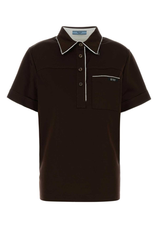 Chocolate cotton polo shirt PRADA (P963NSOOO173L)
