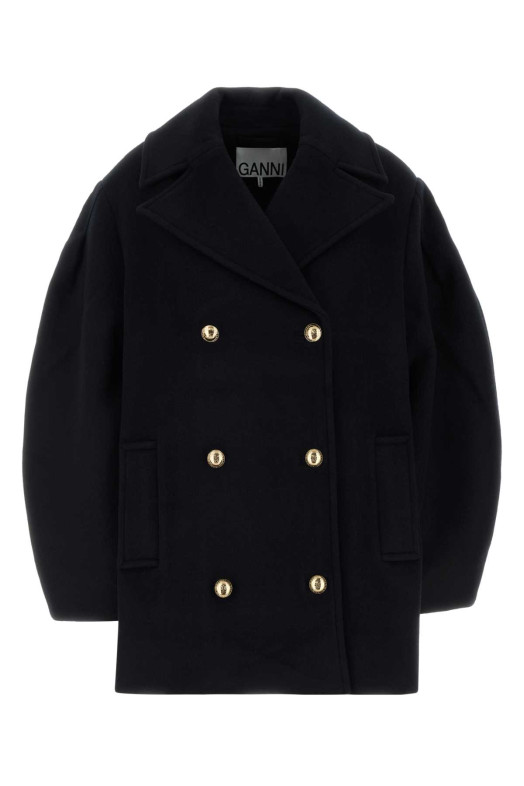 Midnight blue wool blend coat GANNI (W0803)
