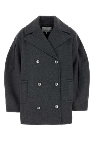 Grey wool blend coat GANNI (W0930)