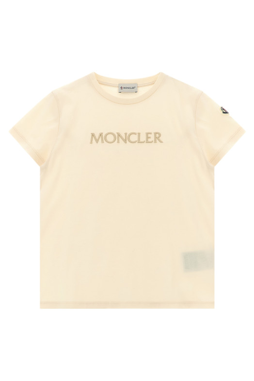 Logo embroidery t-shirt Beige
