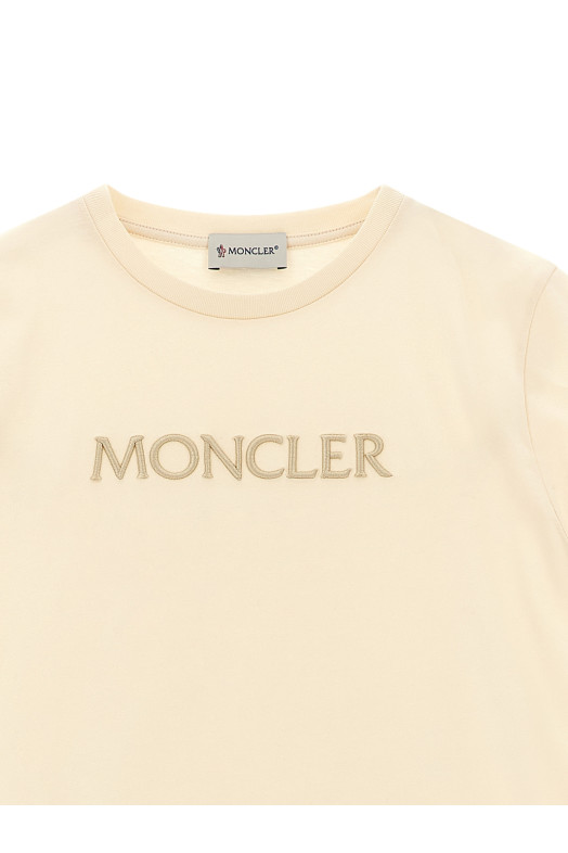 Logo embroidery t-shirt Beige