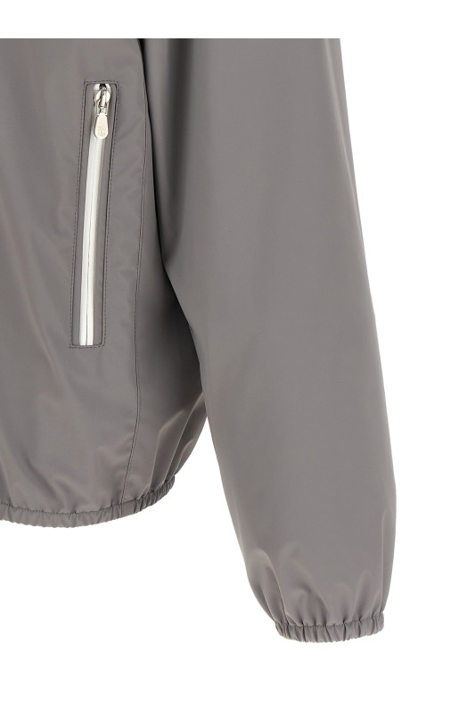 Logo embroidery windbreaker Gray