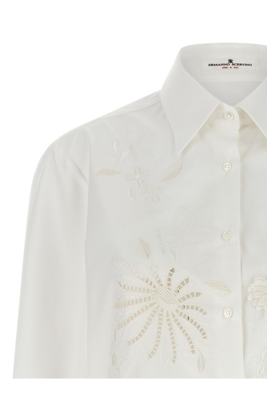 Рубашка из хлопка с вышивкой Белая ERMANNO SCERVINO D482K362RWGF10602