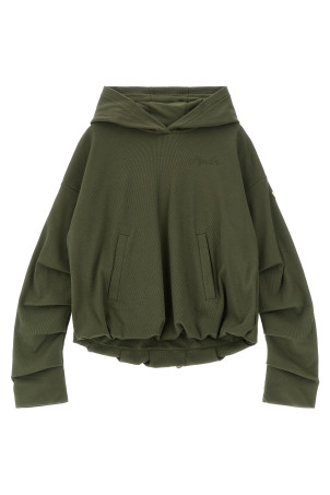 Толстовка с капюшоном и ребристыми манжетами Зеленая MONCLER ENFANT L19548G0000689AHP825