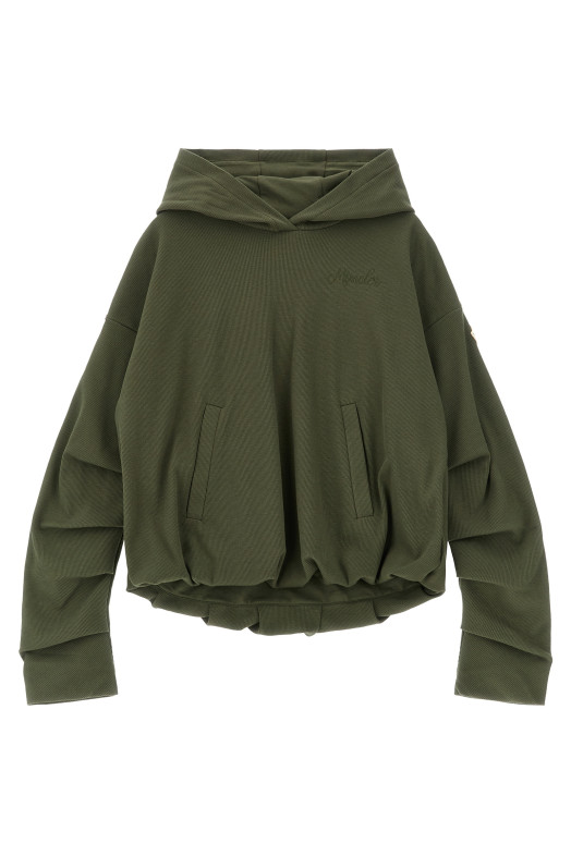Толстовка с капюшоном и ребристыми манжетами Зеленая MONCLER ENFANT L19548G0000689AHP825