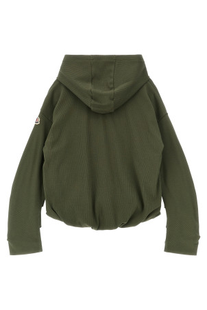 Толстовка с капюшоном и ребристыми манжетами Зеленая MONCLER ENFANT L19548G0000689AHP825