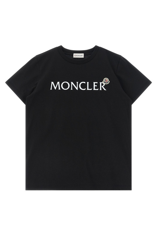 Футболка с логотипом, черная MONCLER ENFANT L19548C0001089AFV999