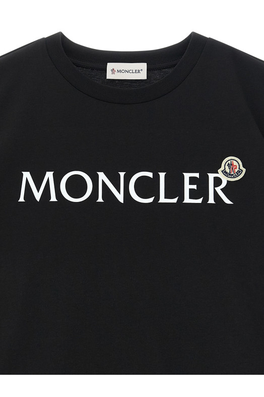 Футболка с логотипом, черная MONCLER ENFANT L19548C0001089AFV999