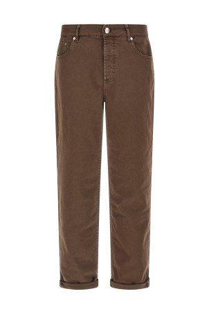Джинси, фарбовані в одязі Коричневі BRUNELLO CUCINELLI M277PD3210C7503