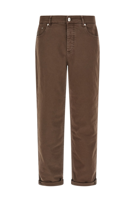 Джинси, фарбовані в одязі Коричневі BRUNELLO CUCINELLI M277PD3210C7503