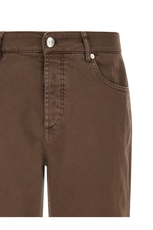 Джинси, фарбовані в одязі Коричневі BRUNELLO CUCINELLI M277PD3210C7503