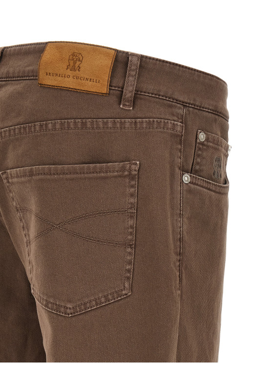 Джинси, фарбовані в одязі Коричневі BRUNELLO CUCINELLI M277PD3210C7503