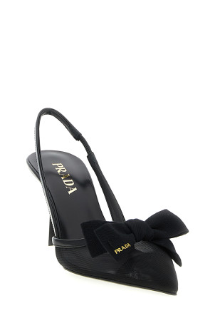 Слінгбеки з сіткою та бантиком Чорні PRADA 1I308OF07577TF0002