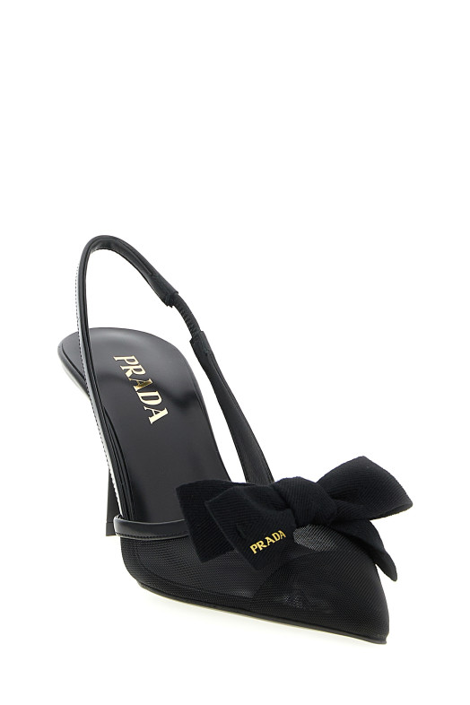 Слінгбеки з сіткою та бантиком Чорні PRADA 1I308OF07577TF0002