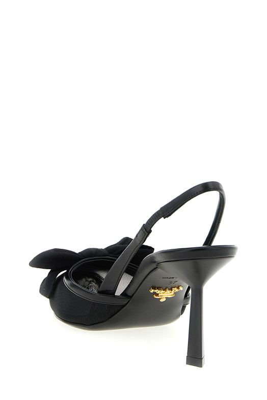 Слінгбеки з сіткою та бантиком Чорні PRADA 1I308OF07577TF0002