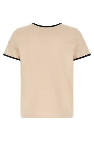 Logo embroidery pocket T-shirt Beige