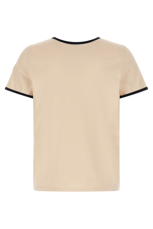 Logo embroidery pocket T-shirt Beige