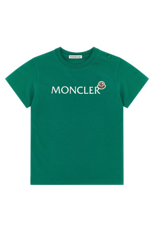 Футболка с логотипом Зеленая MONCLER ENFANT L19518C0000489AUM853
