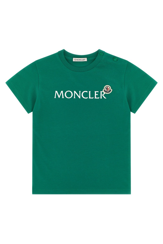 Футболка с логотипом Зеленая MONCLER ENFANT L19518C0000489AUM853