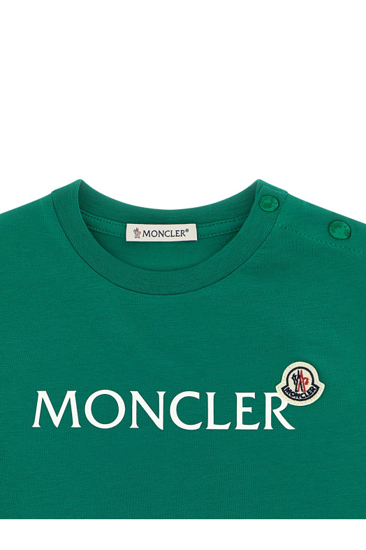 Футболка с логотипом Зеленая MONCLER ENFANT L19518C0000489AUM853