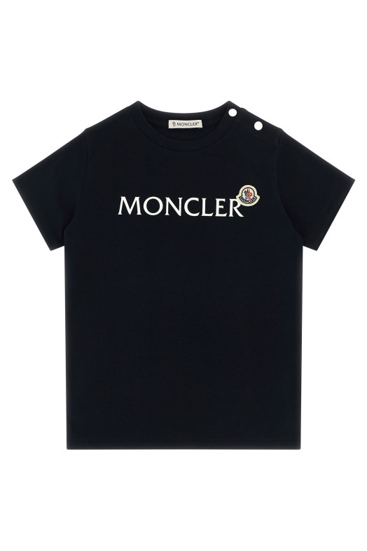 Футболка с логотипом, синяя MONCLER ENFANT L19518C0000489AUM778