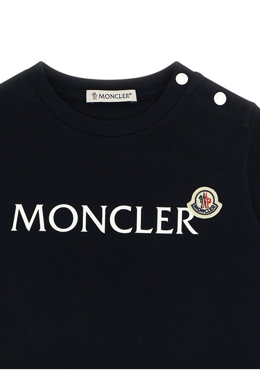 Футболка с логотипом, синяя MONCLER ENFANT L19518C0000489AUM778