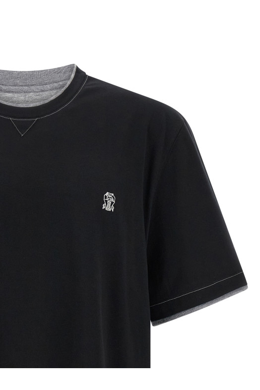 Двухслойная футболка Черная BRUNELLO CUCINELLI M0B137451GCCB75