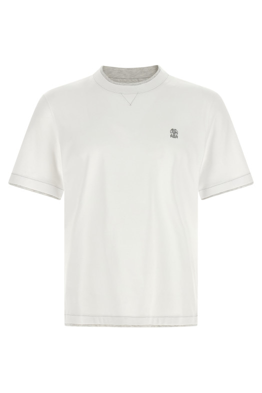 Двухслойная футболка Белая BRUNELLO CUCINELLI M0B137451GCW787