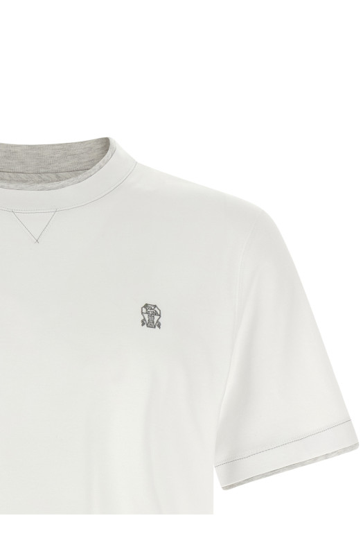 Двухслойная футболка Белая BRUNELLO CUCINELLI M0B137451GCW787