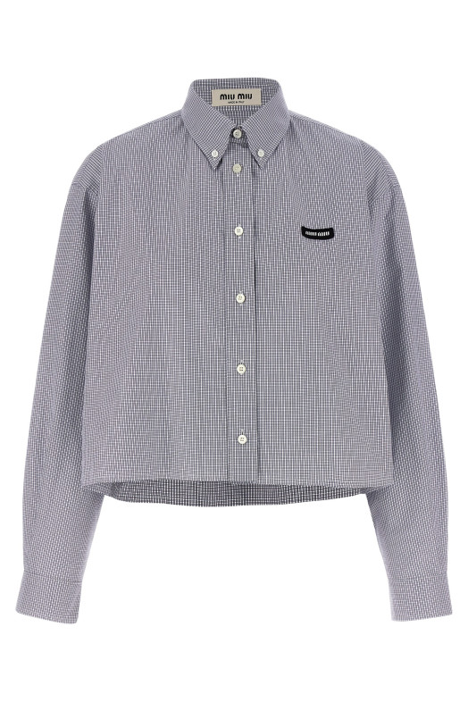 Рубашка в клетку Синяя MIU MIU MK1659SOOO1805F0008