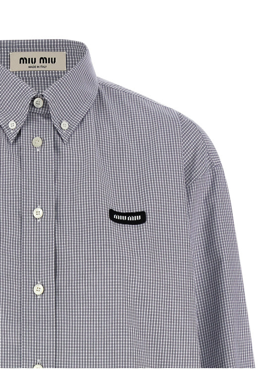 Рубашка в клетку Синяя MIU MIU MK1659SOOO1805F0008