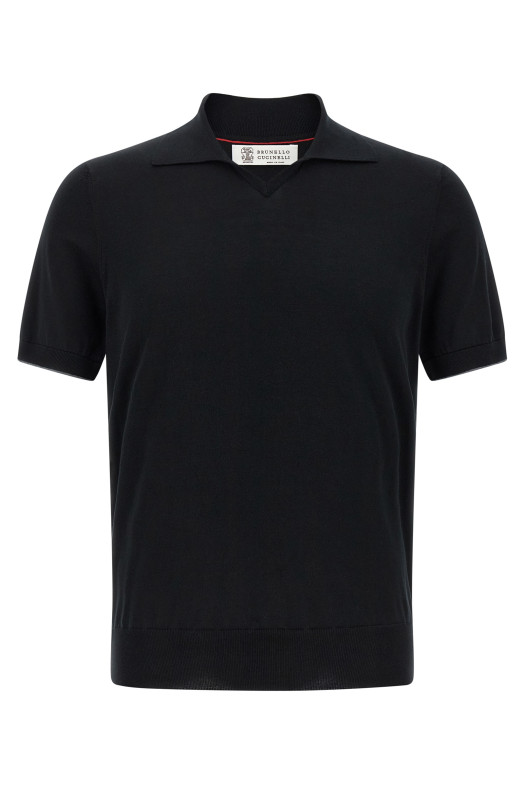 Хлопковая рубашка-поло Черная BRUNELLO CUCINELLI M29800145CH101
