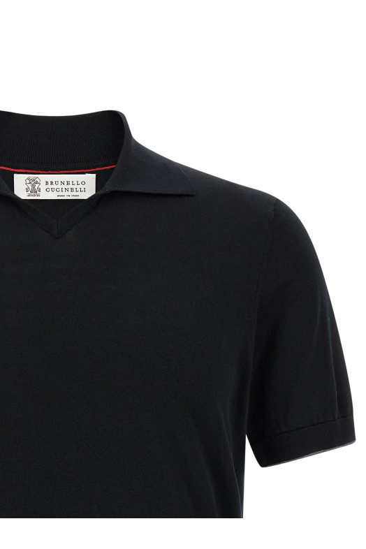 Хлопковая рубашка-поло Черная BRUNELLO CUCINELLI M29800145CH101