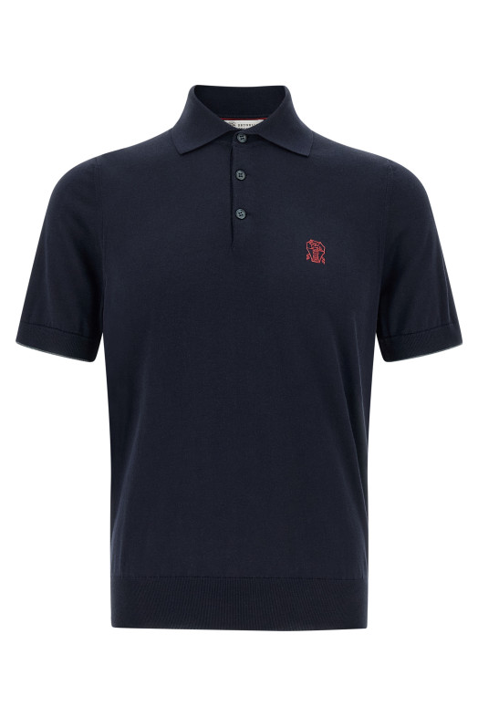 Поло с вышитым логотипом Синий BRUNELLO CUCINELLI M29800195CW425