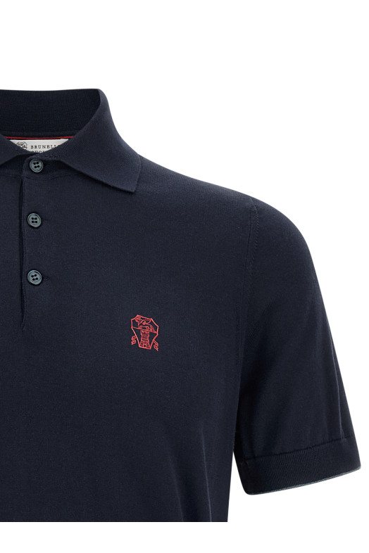 Поло с вышитым логотипом Синий BRUNELLO CUCINELLI M29800195CW425