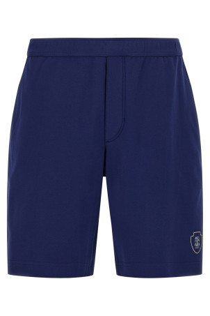 Бавовняні шорти-бермуди з застібкою Сині BRUNELLO CUCINELLI ML8243390TC7943