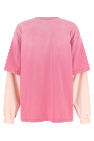 Двухслойная футболка с рукавами Розовая GANNI A1050044868