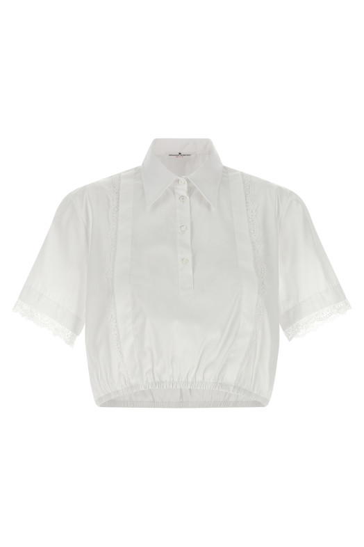 Lace insert shirt White