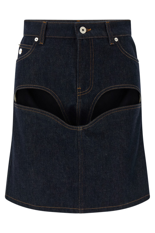 'Denim Mini Skirt With Cuts And Turn Up' skirt Blue