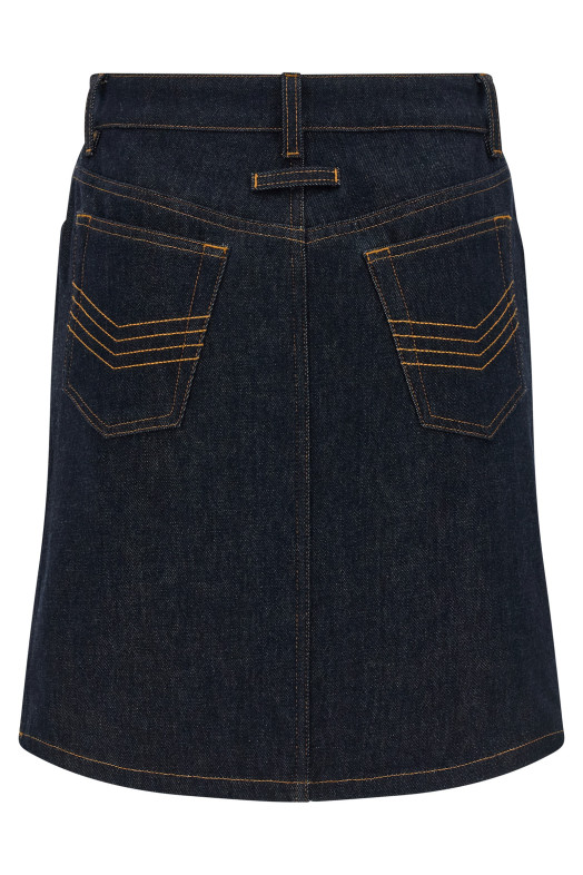 'Denim Mini Skirt With Cuts And Turn Up' skirt Blue