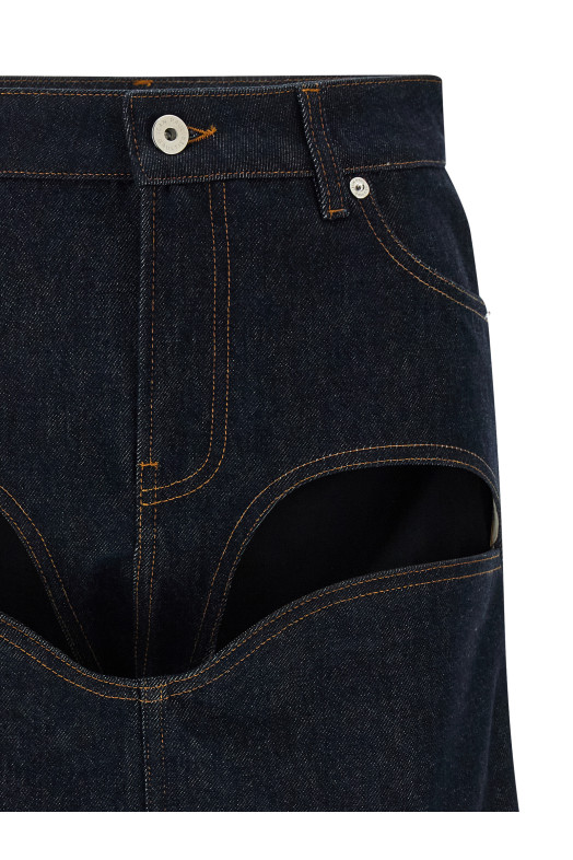 'Denim Mini Skirt With Cuts And Turn Up' skirt Blue