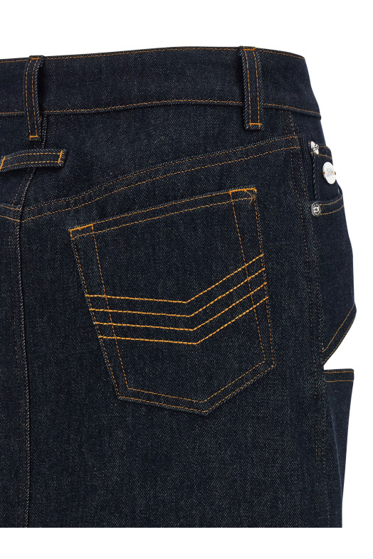 'Denim Mini Skirt With Cuts And Turn Up' skirt Blue