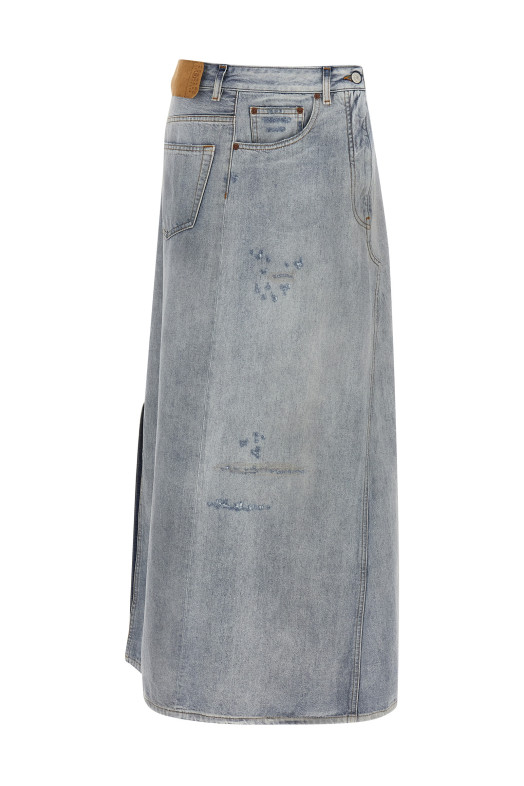 Asymmetrical construction skirt BLUE