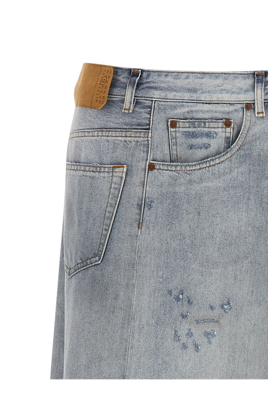 Asymmetrical construction skirt BLUE