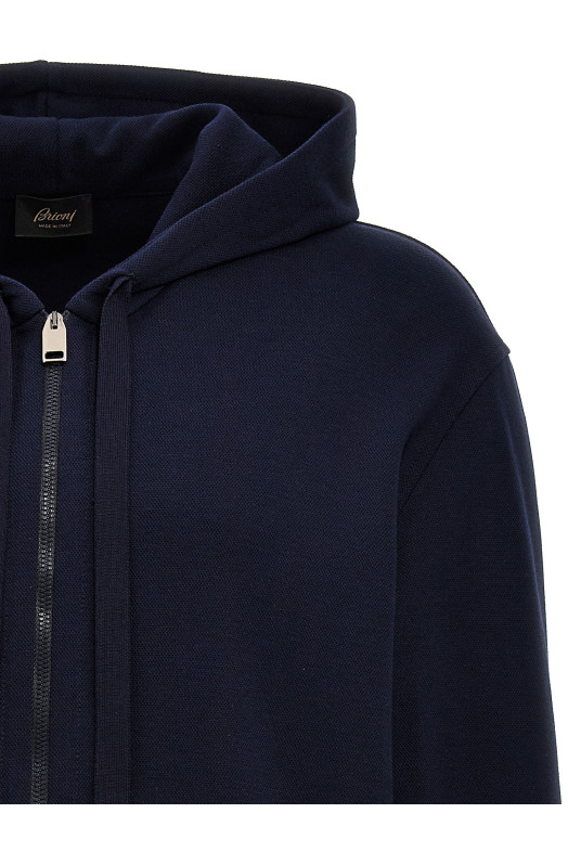 Бавовняна толстовка з капюшоном Piquet, синя BRIONI UJNL0LPA6114100