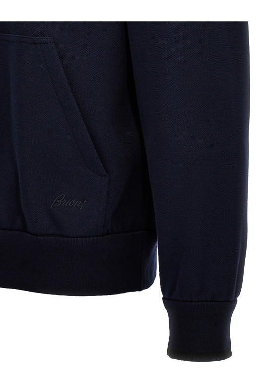 Бавовняна толстовка з капюшоном Piquet, синя BRIONI UJNL0LPA6114100