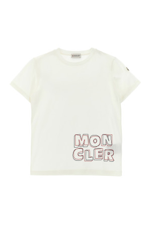 Футболка с логотипом, белая MONCLER ENFANT L19548C0000689AFV034