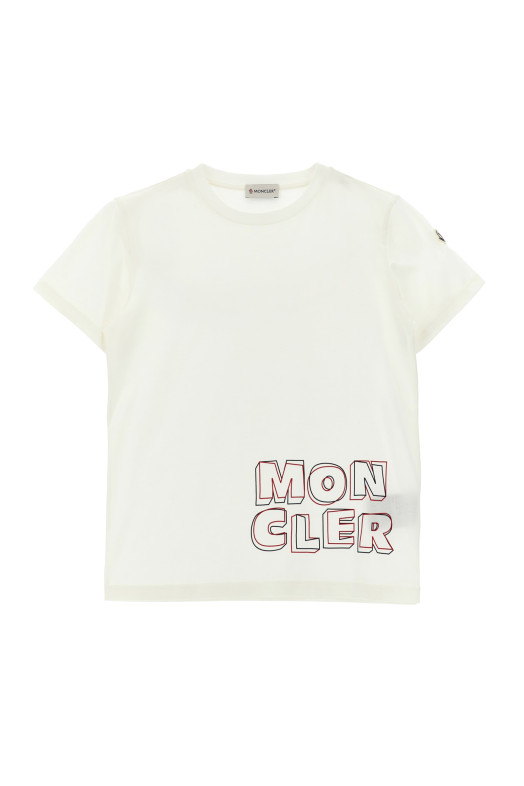 Футболка с логотипом, белая MONCLER ENFANT L19548C0000689AFV034