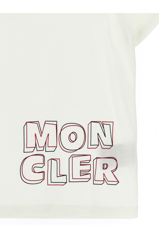 Футболка с логотипом, белая MONCLER ENFANT L19548C0000689AFV034