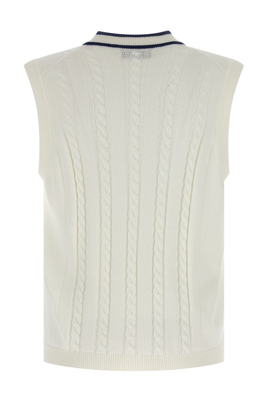 Хлопковый жилет с плетением Белый BRUNELLO CUCINELLI M28707917TCGE43